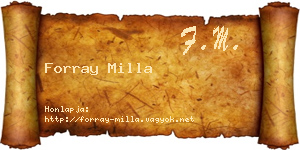 Forray Milla névjegykártya